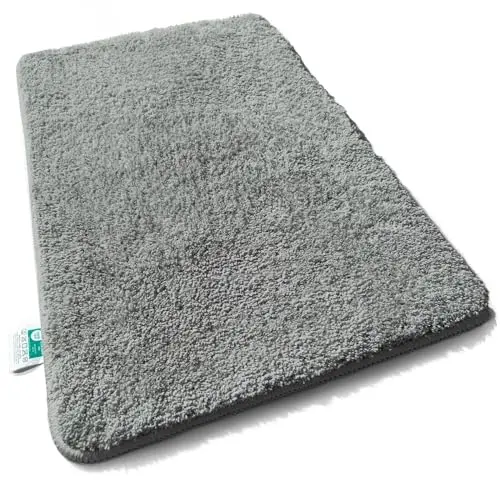 casa pura Badematte grau, flauschiger rutschfester Teppich für das Badezimmer, 80x150 cm