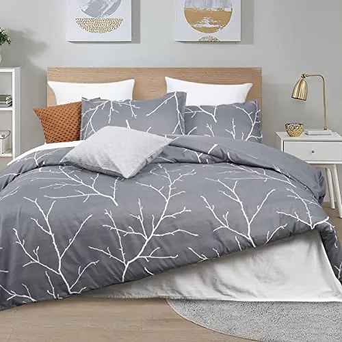 PHF Bettwäsche 200x200 cm in Grau mit 2 Kissenbezügen 80x80 cm, weich und bügelfrei