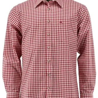 Herren Trachtenhemd mit Liegekragen, langarm, mittelrot, Größe 41/42