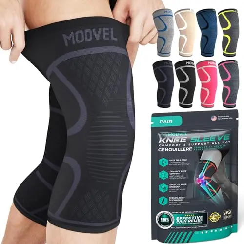 MODVEL Kniebandage Set für alle, atmungsaktive Unterstützung, Größe M