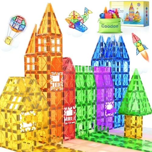 60 magnetische Bausteine - STEM Magnetblöcke für Kinder ab 3 Jahren - Kreatives Spielzeug für Jungen und Mädchen