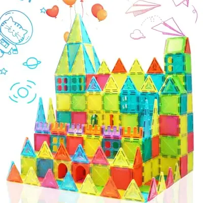 Magnetische Bausteine - Montessori Spielzeug für Kinder ab 3 Jahren, fördert Kreativität und STEM, Geschenk für Jungen und Mädchen