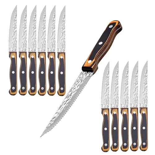 SanheKit Steakmesser-Set mit Holzgriff, 8-teilig, hochwertige Edelstahlklingen