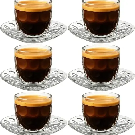 Espressotassen Set mit Untertassen - 6-teiliges Set für Mokka und Espresso - 110 ml