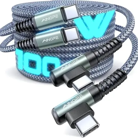 AINOPE 100W USB C Kabel - Schnellladung, 2 Stück je 2M, für Samsung Galaxy, iPhone 16 Pro Max, iPad, Macbook - Grau