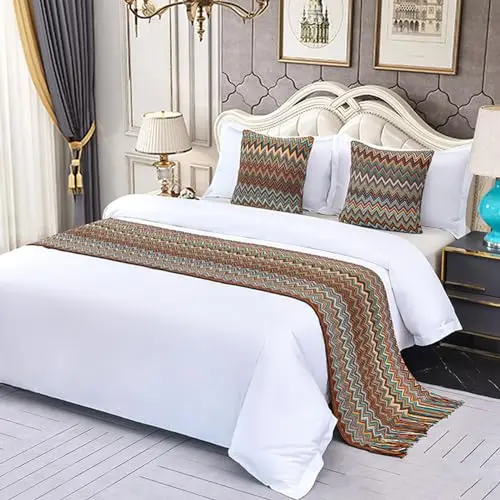 Boho-Bettschals für Kingsize-Betten mit Quasten, gestrickter Überwurf, Tagesdecke, Bettwäsche, Hotel- und Zuhause-Deko
