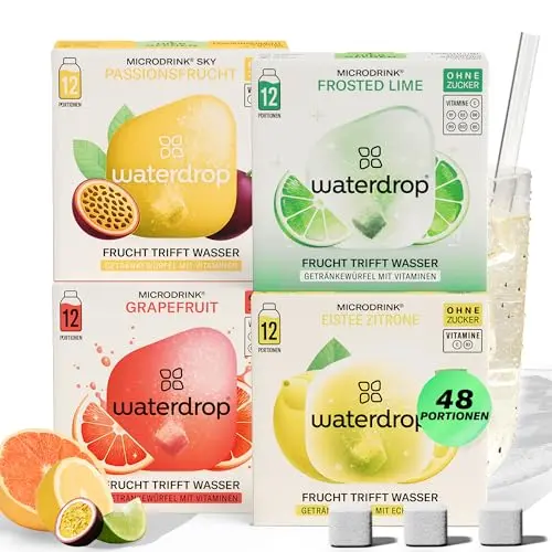 waterdrop® Tropische Früchte Set – 48 Zuckerfreie Flavour Drops für erfrischendes Wasser
