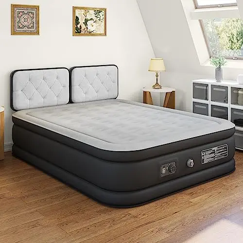 YITAHOME Selbstaufblasendes Luftbett 203x151x46cm mit Elektrischer Pumpe und Aufbewahrungstasche, Blau & Schwarz