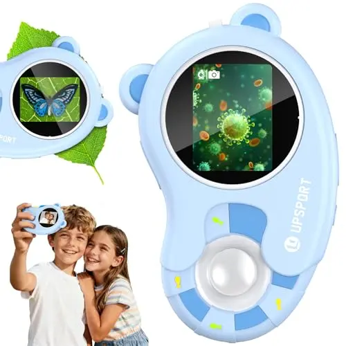 UPSPORT 2-in-1 Mikroskop für Kinder mit Kamera und HD-Bildschirm, tragbares Lernspielzeug