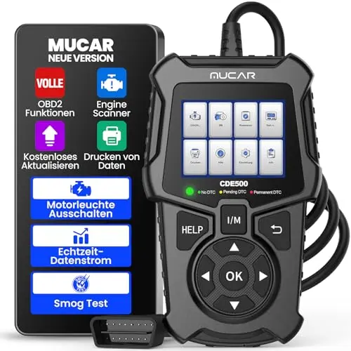 mucar OBD2 Diagnosegerät CDE500 – Großes LCD, Deutsch, KFZ Auslesegerät für OBDII/EOBD