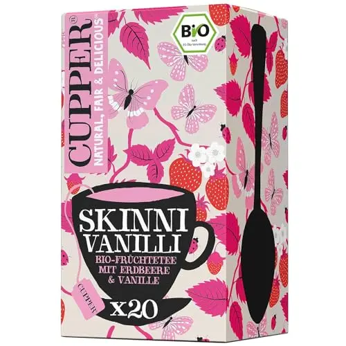 Cupper Bio Früchtetee 'Skinni Vanilli', Erdbeer Tee, 20 Teebeutel, umweltfreundlich
