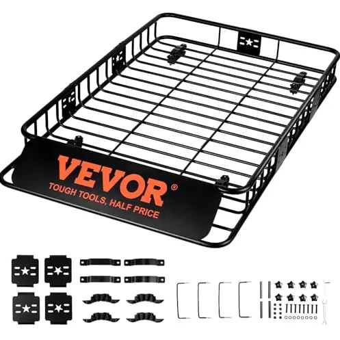 VEVOR Dachgepäckkorb Schwarz 1630x990x152 mm, max. 90,7 kg, Dachträger für Camping und Reisen