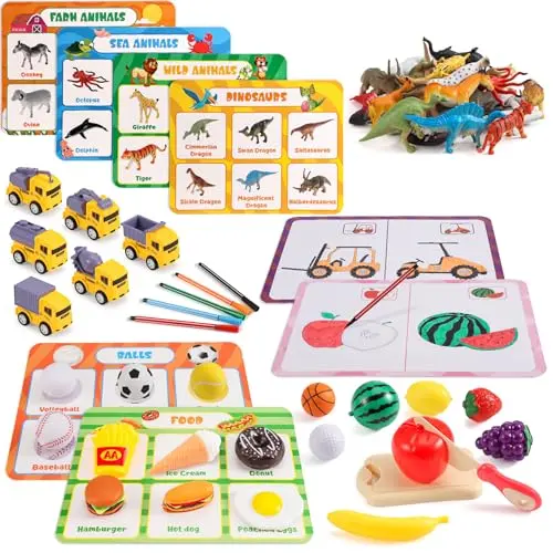 LUVTOY Montessori Sortierspielzeug mit Obst- und Tier-Themen für Kinder ab 1 Jahr, inkl. Aufbewahrungsbeutel