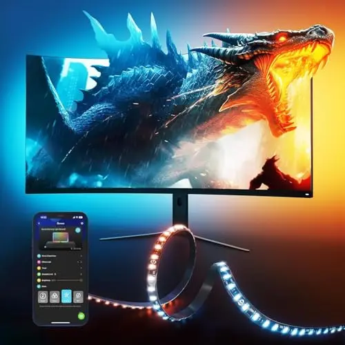 Govee Gaming Light für Monitor und TV 27-34 Zoll, Smart RGBIC Hintergrundbeleuchtung mit App-Steuerung, kompatibel mit Alexa