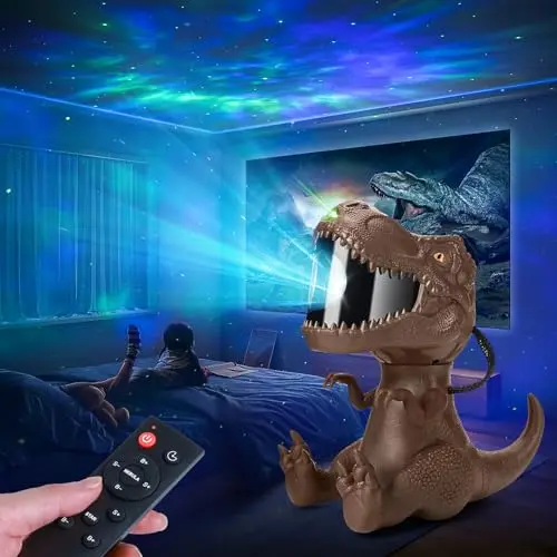 Kisdjoy Dinosaurier Sternenhimmel Projektor: LED Nachtlampe mit 360° Dreh und 26 Lichtmodi für Kinderzimmer