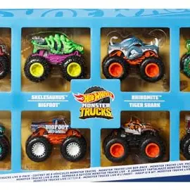Hot Wheels Monster Trucks Set, 8 Die-Cast-Spielzeugtrucks im Maßstab 1:64 mit beliebten Charakteren
