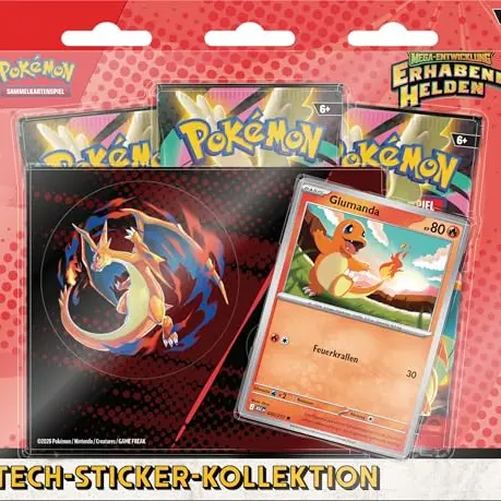 Pokémon Sammelkartenspiel: Mega-Entwicklung – Glumanda (1 holografische Karte, 3 Boosterpacks)
