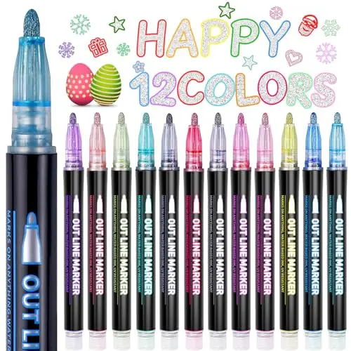 Lenski Glitzerstifte für Kinder - 12 Metallic Zauberstifte für Ostergeschenke und Scrapbooking