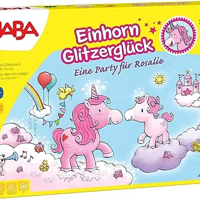 HABA Einhorn Glitzerglück – Kooperatives Lauf- und Sammelspiel für 2-4 Spieler ab 4 Jahren