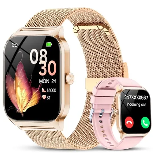 CASCHO Smartwatch für Damen, 1.85" HD Display, Herzfrequenz- und Schlafmonitor, mehr als 120 Sportmodi, IP68 Fitness Tracker, kompatibel mit Android und iOS