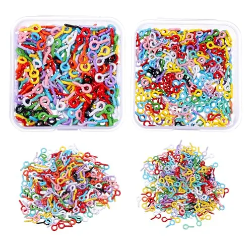 600 Mini Ösenschrauben für DIY-Schmuck, bunte Metallringe, 2 Größen, selbstschneidend, ideal für Kunsthandwerk