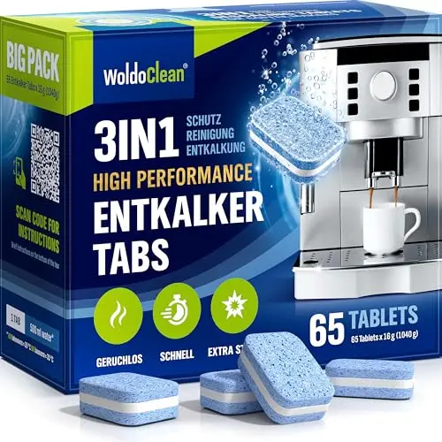 WoldoClean 3in1 Entkalkungstabletten 65 Stück für Kaffeevollautomaten und Kaffeemaschinen