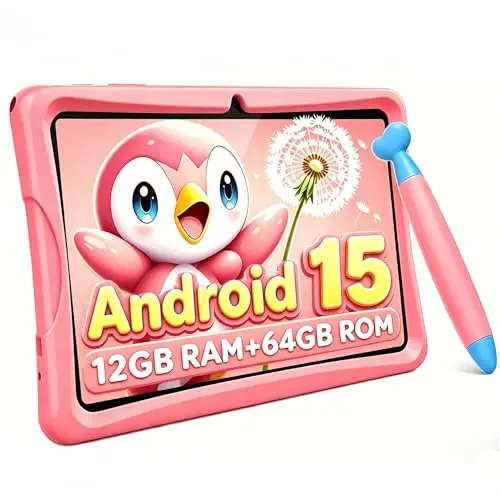 TABWEE K10 Kinder-Tablet 10 Zoll, 12 GB RAM, 64 GB Speicher, Elternkontrolle, Anti-Licht-Display, WiFi 6, Bluetooth 5.0, Rosa