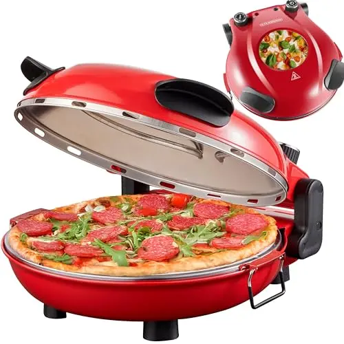 Elektrischer Pizzaofen mit 32 cm Pizzastein & Timer - 1200 Watt