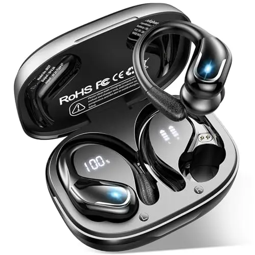 Bluetooth Sportkopfhörer mit App, 75 Std. Akku, kabellos, wasserdicht IPX8, Hi-Fi Stereo, Noise Cancelling, USB-C, ideal zum Joggen