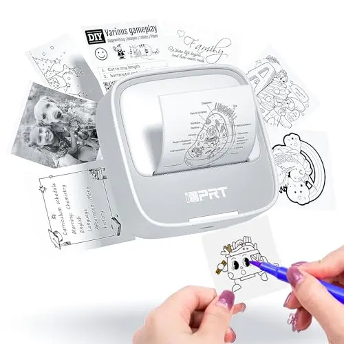 iDPRT Mini Tragbarer Thermodrucker für Notizen und Etiketten mit Aufkleberpapier