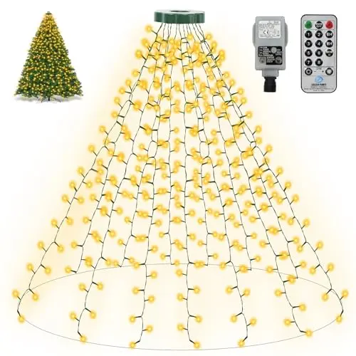 ZAIYW Lichterkette für Weihnachtsbaum, 2.5M mit 400 LEDs, Außen & Innen, Warmweiß, ideal für 150-240 cm Tannenbaum