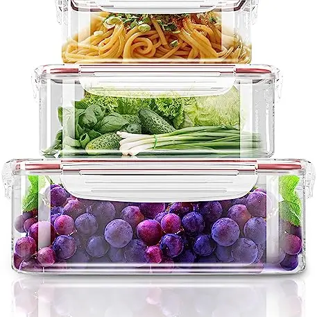 KICHLY 3er Frischhaltedosen Set mit Deckeln für die Küche - BPA-frei, Rot
