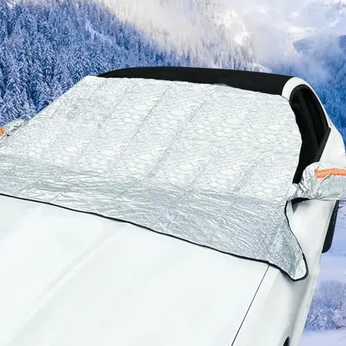Winter Frontscheibenabdeckung mit Magnet und Spiegel Schutz, 161x143 cm, für SUV - Frost- und Sonnenschutz