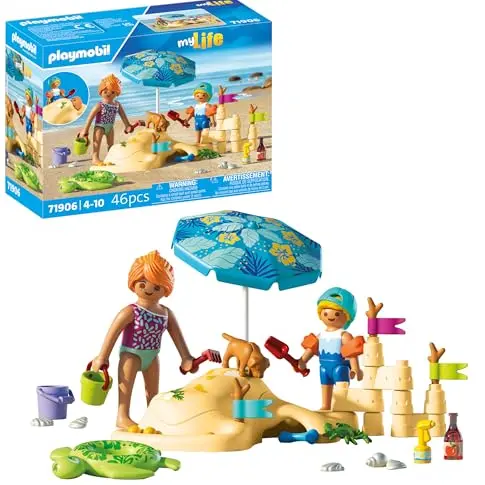 PLAYMOBIL Urlaub am Strand – Familienspaß für Kinder ab 4 Jahren – Kreativität & Rollenspiel fördern – 71906