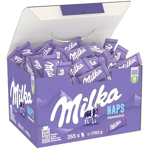 Milka Naps Alpenmilch – Mini-Schokoladentäfelchen, 1,7kg