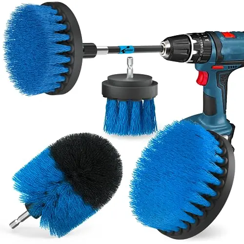 Holikme Bürstenaufsatz Set für Bohrmaschine, 5 Stück Reinigungsbürsten für Felgen, Fliesen, Küche und Badewanne, Blau