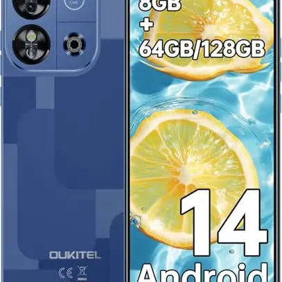 OUKITEL C57S Android 14 Smartphone, 4G, 8GB+64GB/128GB, 6,52 Zoll, 4300mAh - Blau