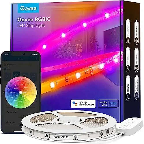 Govee RGBIC Pro 5m Smart LED Strip - Alexa & Google Assistant, Musik-Sync, App-Steuerung, Farbwechsel für Zuhause