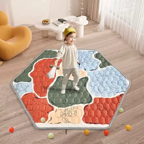 EAQ Faltbare und Waschbare Krabbelmatte für Babys, Extra große rutschfeste Decke (114x132 cm)