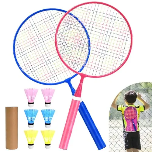 VGECEE Federball Schläger Set für Kinder ab 4 Jahren - Badminton Schläger Set mit 2 Schlägern und 6 Federbällen