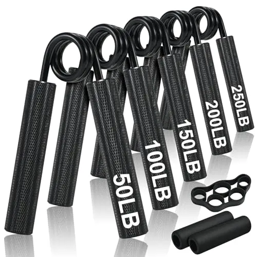 Handtrainer, ECCOGREAT Grip Trainer für mehr Griffkraft und stärkere Unterarme (5 Teile, Schwarz)