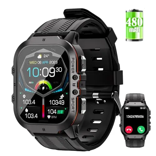 LEMFO Herren Smartwatch mit 480mAh Akku, 1,96