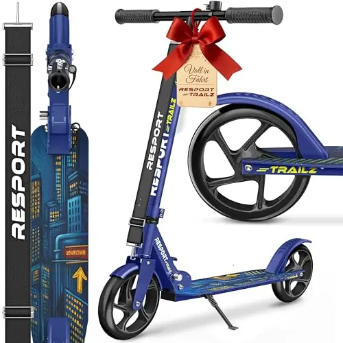 RE:SPORT® Cityroller für Kinder & Erwachsene | Höhenverstellbarer & klappbarer Tretroller bis 100 kg | Rutschfestes Deck & große Räder