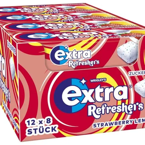 Extra Refreshers Kaugummi zuckerfrei, Strawberry Lemon, 12 x 8 Dragees