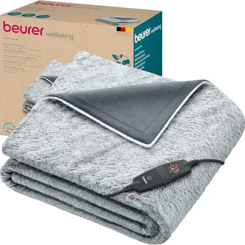 Beurer HD 75 Nordic Grey Heizdecke, 180x130 cm, weich, 6 Temperaturstufen, maschinenwaschbar, Abschaltautomatik