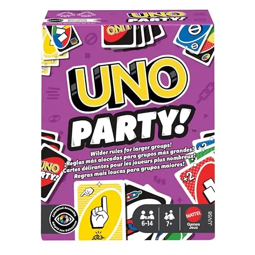 Mattel Games UNO Party Kartenspiel für 6-14 Spieler, ab 7 Jahren - Spaß für die ganze Familie