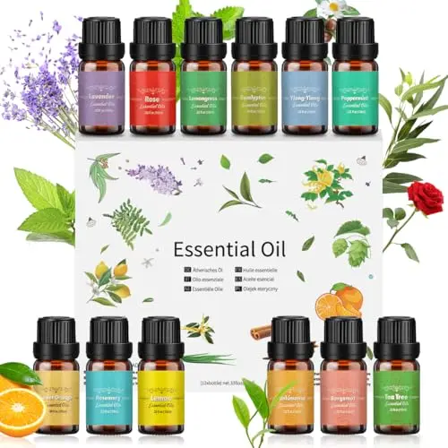 Ätherische Öl Set 12 x 10 ml - Naturreine Aromatherapie Düfte für Diffuser, Spa, Seife & Kerzen
