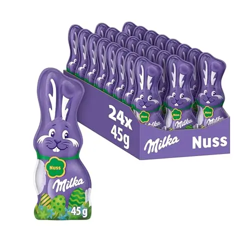 Milka Schmunzelhase Nuss – Osterschokolade mit Haselnüssen – 24 x 45g