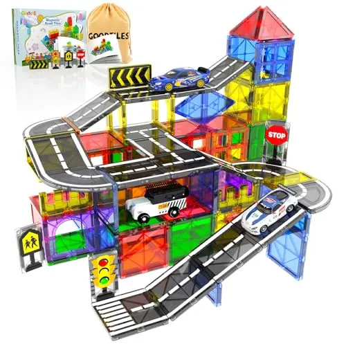 Goodtiles Magnetische Bausteine Straßenset, 38 Teile, Spielzeug für Kinder ab 3 Jahren