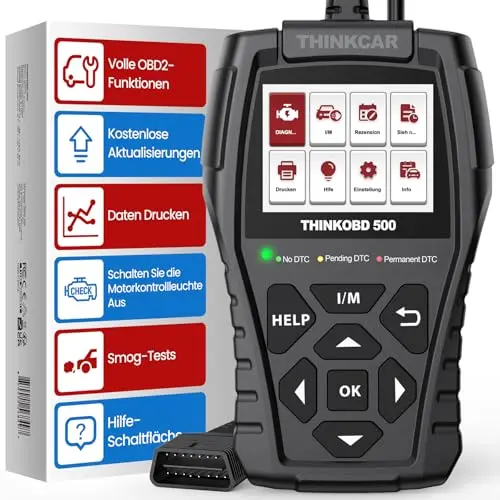 ThinkOBD500 OBD2 Diagnosegerät für Auto mit Vollfunktionen, Motordiagnose, Tastenkombination und Unterstützung für OBDII/EOBD